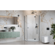 Radaway Essenza Brushed GunMetal ?PTJ ?szögletes ?szálcsiszolt fegyvermetál zuhanykabin 100x80 átlátszó kád, zuhanykabin