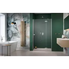 Radaway Essenza Brushed Nickel ?DWJ ?szálcsiszolt króm zuhanyajtó 90 átlátszó balos kád, zuhanykabin
