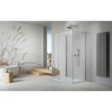 Radaway ?Essenza Brushed Nickel ?KDJ+S ?szögletes ?szálcsiszolt króm zuhanykabin 100x80 átlátszó balos kád, zuhanykabin