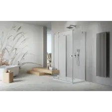 Radaway ?Essenza Brushed Nickel ?KDJ+S ?szögletes ?szálcsiszolt króm zuhanykabin 120x75 átlátszó balos kád, zuhanykabin