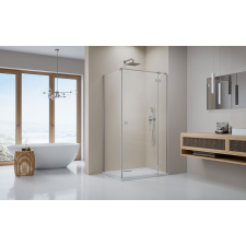 Radaway Essenza Brushed Nickel ?KDJ szögletes ?szálcsiszolt króm zuhanykabin 100x90 átlátszó jobbos kád, zuhanykabin