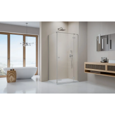 Radaway Essenza Brushed Nickel ?KDJ szögletes ?szálcsiszolt króm zuhanykabin 90x80 átlátszó jobbos kád, zuhanykabin