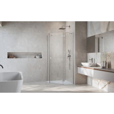 Radaway Essenza Brushed Nickel ?PTJ ?szögletes ?szálcsiszolt króm zuhanykabin 80x80 átlátszó kád, zuhanykabin