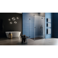 Radaway Essenza Pro Black KDJ szögletes fekete zuhanykabin 100x75 átlátszó jobbos kád, zuhanykabin