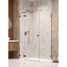 Radaway Essenza Pro Brushed Copper KDJ szögletes szálcsiszolt réz zuhanykabin 120x80 átlátszó balos kád, zuhanykabin