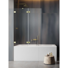 Radaway Essenza Pro Brushed Gold PND II szálcsiszolt arany kádparaván 100 átlátszó balos kád, zuhanykabin