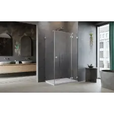 Radaway Essenza Pro Brushed Nickel KDJ szögletes szálcsiszolt króm zuhanykabin 100x120 átlátszó balos kád, zuhanykabin