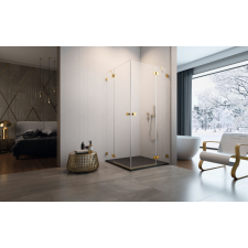 Radaway Essenza Pro Gold KDD szögletes arany zuhanykabin 80x100 átlátszó kád, zuhanykabin