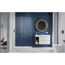 Radaway Furo Brushed Gold Walk-in szálcsiszolt arany zuhanyfal 140 jobbos átlátszó kád, zuhanykabin