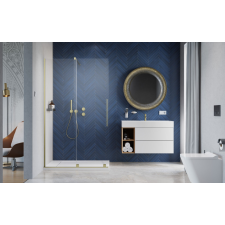 Radaway Furo Brushed Gold Walk-in szálcsiszolt arany zuhanyfal 150 jobbos átlátszó kád, zuhanykabin