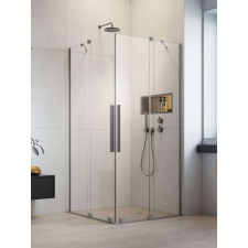 Radaway Furo Brushed Nickel KDD szögletes szálcsiszolt króm zuhanykabin 80x110 átlátszó kád, zuhanykabin