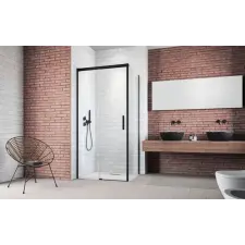 Radaway Idea 8 Black KDJ szögletes fekete zuhanykabin 130x70 átlátszó balos kád, zuhanykabin