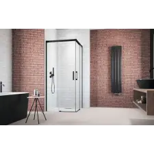 Radaway Idea Black KDD szögletes fekete zuhanykabin 90x75 átlátszó kád, zuhanykabin