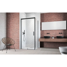 Radaway Idea Black KDJ szögletes fekete zuhanykabin 130x70 átlátszó jobbos kád, zuhanykabin