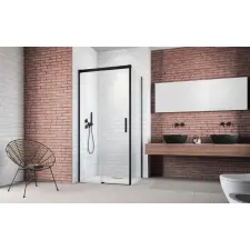 Radaway Idea Black KDJ szögletes fekete zuhanykabin 160x80 átlátszó balos kád, zuhanykabin