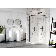 Radaway Idea Black PDD íves fekete zuhanykabin 100x80 átlátszó kád, zuhanykabin