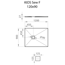 Radaway Kios SEw F szögletes lapos zuhanytálca 100x80 fehér, ajándék szifonnal kád, zuhanykabin