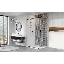 Radaway Modo New Black II Frame Walk-in fekete zuhanyfal 75 átlátszó kád, zuhanykabin