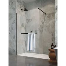 Radaway Modo New Black II Walk-in fekete zuhanyfal törölközőtartóval 95 kád, zuhanykabin