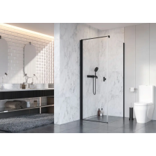 Radaway Nes 8 Black KDJ I szögletes fekete zuhanykabin 80x100 átlátszó balos kád, zuhanykabin