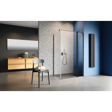 Radaway Nes 8 Black KDJ II szögletes fekete zuhanykabin 120x70 átlátszó balos kád, zuhanykabin