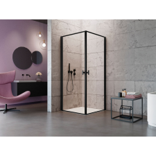 Radaway Nes Black KDD I Frame szögletes fekete zuhanykabin 80x90 átlátszó kád, zuhanykabin