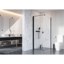 Radaway Nes Black KDJ I szögletes fekete zuhanykabin 80x80 átlátszó balos kád, zuhanykabin