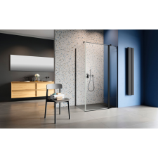 Radaway Nes Black KDJ II szögletes fekete zuhanykabin 110x80 átlátszó balos kád, zuhanykabin