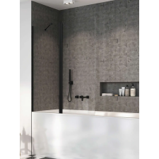 Radaway Nes Black PND II fekete kádparaván 120 átlátszó balos kád, zuhanykabin