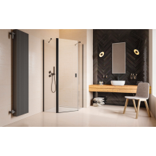 Radaway Nes Black PTJ szögletes fekete zuhanykabin 80x80B átlátszó, balos kád, zuhanykabin