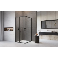 Radaway Premium Pro Black KDD szögletes fekete zuhanykabin 100x80 átlátszó kád, zuhanykabin