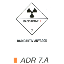  Radioaktív anyag ADR 7.A információs címke