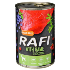 RAFI kutya pástétom vad, vörös- és kék áfonyával konzerv 400g kutyaeledel