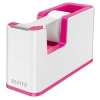  Ragasztószalag-adagoló, asztali, feltöltött, LEITZ "Wow", fehér-rózsaszín