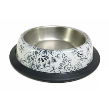 Raintech Tál Fém Etető Gumi Peremmel, Virágos Mintával, 0,7l / 18cm kutyatál