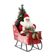ramiz Mikulás Szánkóban Karácsonyfával – LED világítással és Karácsonyi Dallamokkal, 60 cm karácsonyi dekoráció