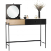ramiz Retro stílusú fekete smink, fésülködőasztal tükörrel és fiókkal , kisszékkel- 80 x 40 x 114 cm