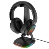  Rampage Fejhallgató állvány - TOWER T14 (fekete, műanyag, USB HUB, RGB)