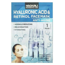 Ránctalanító arcmaszk, szalvéta típusú, Wokali, hialuronsav és retinol, 30 ml arcpakolás, arcmaszk