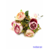  Ranunculus selyem csokor díszítőkkel 28cm - Krém-Rózsaszín