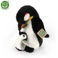 Rappa Plüss pingvin kölyökkel 22 cm - környezetbarát plüssfigura