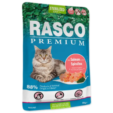 Rasco Premium alutasakos ivartalanított macskáknak, lazac sprirulinával 85g macskaeledel