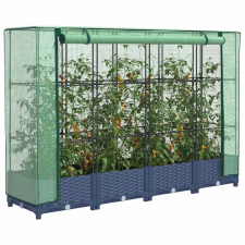  Rattan hatású magaságyás üvegháztakaróval 160 x 40 x 123 cm kerti tárolás
