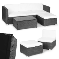 Rattan kerti ülőgarnitúra moduláris sarokkanapéval és szürke asztallal MultiGarden kerti bútor