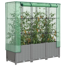  Rattan megjelenésű magaságyás melegháztakaróval 120x40x138 cm kerti tárolás