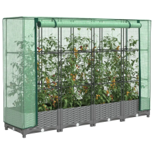  Rattan megjelenésű magaságyás melegháztakaróval 160x40x123 cm kerti tárolás