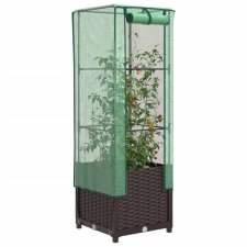  Rattan megjelenésű magaságyás melegháztakaróval 40x40x139 cm kerti tárolás