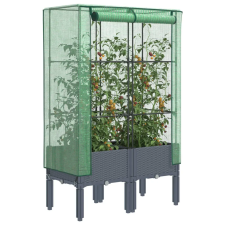  Rattan megjelenésű magaságyás melegháztakaróval 80x40x140 cm kerti tárolás
