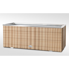 Rattan Polirattan virágtartó láda 108x39x43 cm növénytartó kaspó két tónusú homok kerti dekoráció