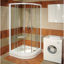 Ravak Blix BLCP4-90 négyrészes negyedköríves zuhanykabin fehér kerettel, transparent edzett biztonságiüveg betéttel kád, zuhanykabin